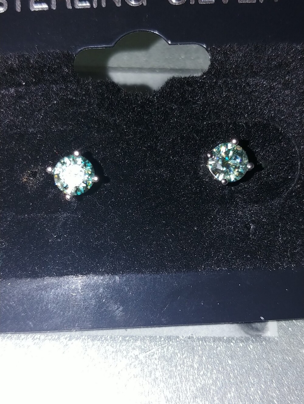 Sterling Silver Green Moissanite Stud Earrings